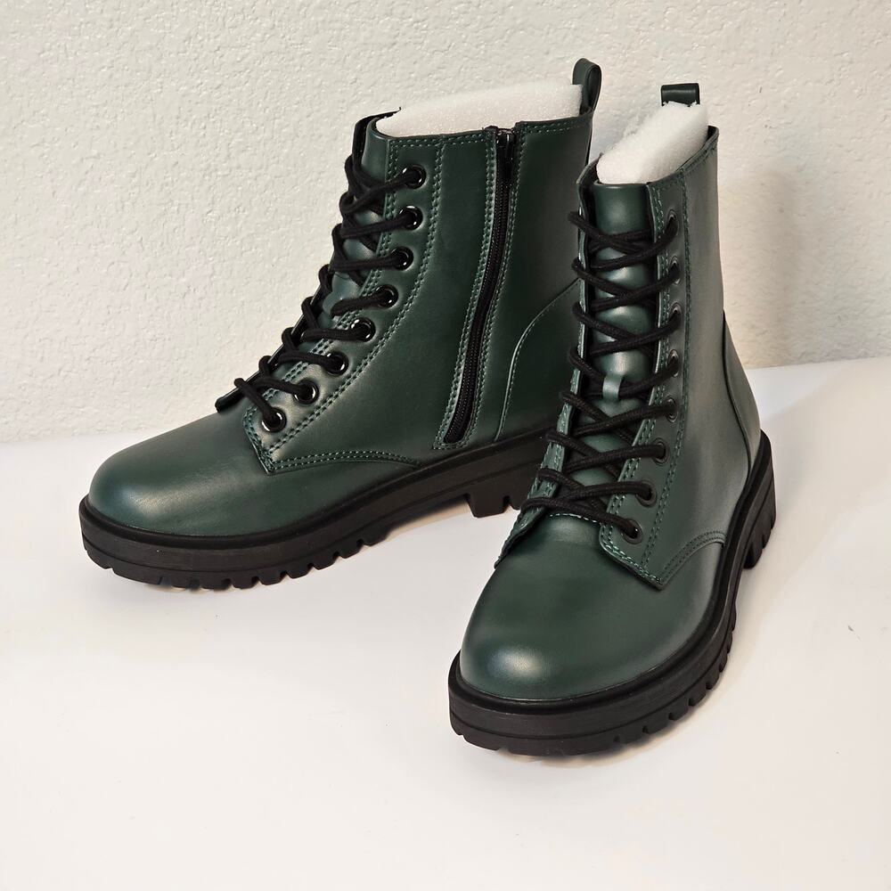 Soda Firm Forest PU Lace Up Rounded Toe Chunky Platform Combat Ankle Boots SZ.7